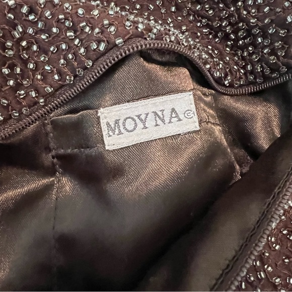 Moyna Anthropologie Beaded Clutch Turquoise Beads on Brown Beaded background - Picture 11 of 12